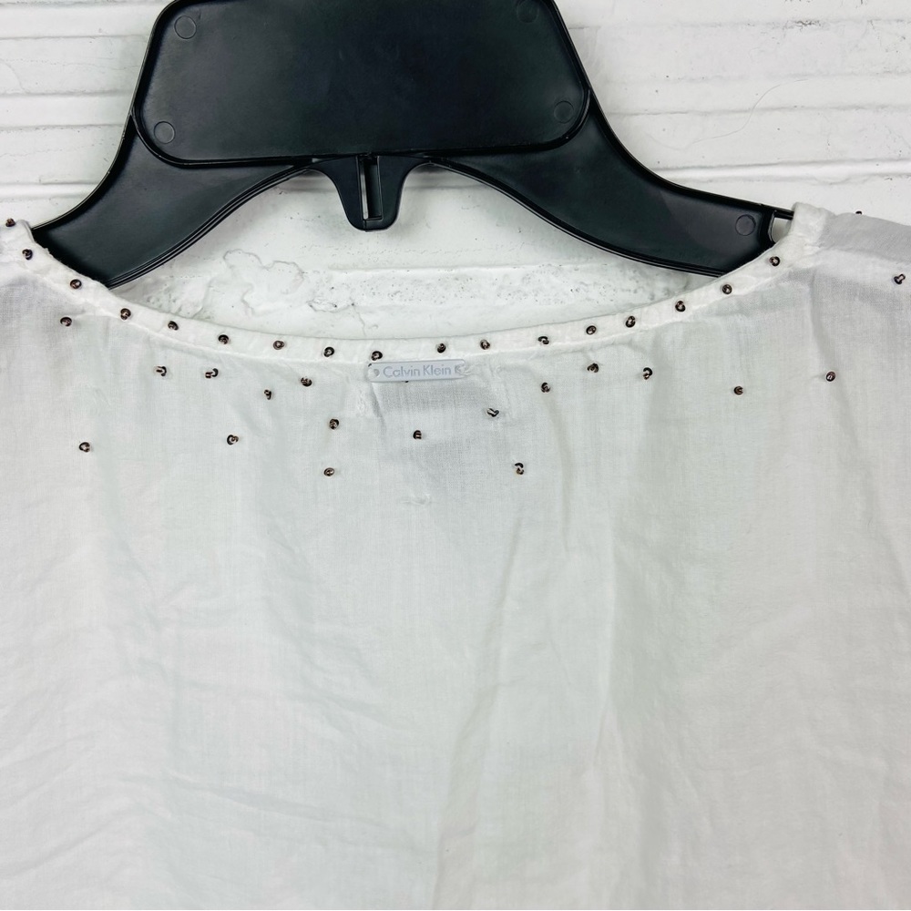 CALVIN KLEIN SWIMWEAR light weight 100% cotton beaded swimsuit coverup medium - Picture 15 of 17